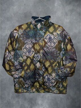 Vintage Green/Teal Patterned Windbreaker